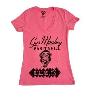 Women's Gas Monkey V-Neck Top! Pink/Black. Size Small! NWOT